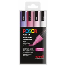 Posca PC-5M Estuche de 4 Marcadores de Pintura - Punta de Bala 1.8-2.5mm - Tinta Base al Agua - Resistente a la Luz - Color Surtido