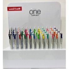 Uni-ball UMN-S-07 ONE Expositor de 48 Boligrafo de Tinta Liquida - Punta de Bola 0.7mm - Escritura Ultra Fluida - Agarre Suave y Comodo - 18 Colores Brillantes - Color Surtido (48 uds)