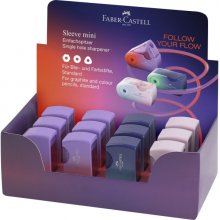 Faber-Castell Sleeve Mini Flow Edition Expositor con 12 Sacapuntas de 1 Orificio - Para TamaÃ±o Estandar - DiseÃ±o Atractivo con Degradado de Color - Colores Surtidos