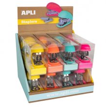 Apli Expositor de Grapadoras Fluor Collection - Tamaño 63mm - 16 Unidades en 4 Colores Intensos - Incluye 1000 Grapas Plateadas por Grapadora Apli Expositor de Grapadoras Fluor Collection - Tamaño 63mm - 16 Unidades en 4 Colores Intensos - Incluye 1000 Grapas Plateadas por Grapadora