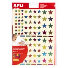 Apli Gomets Estrella Adhesivo Permanente - 10mm, 14mm y 20mm - 624 Gomets por Bolsa - Desarrollo de Habilidades Creativas y Psicomotricidad Fina - Normas de Calidad y Seguridad Cumplidas - Colores Metalizados (5 uds)