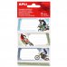 Apli Etiquetas Adhesivas Escolares Motos - Tamaño 81x36mm - 9 Etiquetas (3 por Diseño) - Adhesivo Permanente de Alta Calidad - Color Blanco (5 uds)