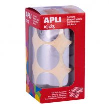 Apli Gomets Redondos Plata Metalizado - Ø33mm - 59 Hojas Pretroqueladas - Adhesivo Base Agua - Normas EN-71 y FSC