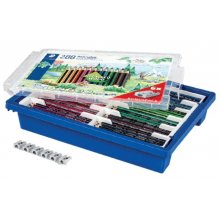 Staedtler Noris Colour 185 Contenedor de Plastico Rigido con 288 Lapices Hexagonales de Colores  + 6 Sacapuntas de Regalo - Resistencia a la Rotura - Ideal para Colegios - Colores Surtidos