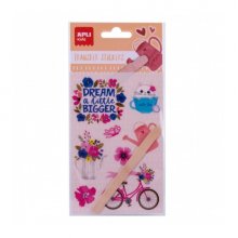 Apli Bolsa de Pegatinas Transferibles Flores - Incluye 1 Hoja con 8 Pegatinas y Palito de Madera - Facil Aplicacion en 4 Pasos