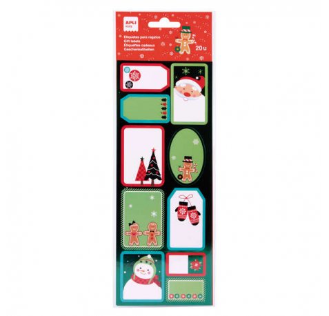Apli Etiquetas Adhesivas Navideñas Papa Noel - 20 Etiquetas Surtidas Metalizadas - Adhesivo Permanente de Alta Calidad - Ideal para Marcar Regalos - Tematica Navideña (5 uds)