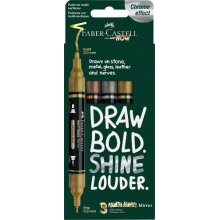 Faber-Castell Multimark Acrylic Pack con 3 Rotuladores Acrilicos Doble Punta - Puntas Redondas de 1mm y 3mm - Tinta Acrilica a Base de Agua - Colores Metalizados Surtidos