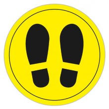 Apli Circulo Señalizacion Adhesivo Ilustracion Zapatos Ø30mm - Acabado Mate - Adhesivo Solvente Alta Resistencia - Color Amarillo/Negro - Film PVC 100 Micras con Imprimacion