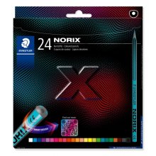 Staedtler Norix 186 Pack de 24 Lapices de Colores HB - Madera Negra - Mina de Grafito - DiseÃ±o Inteligente - Para Escribir, Dibujar y hacer Bocetos