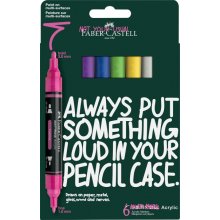 Faber-Castell Multimark Acrylic Pack con 6 Rotuladores Acrilicos Doble Punta - Puntas Redondas de 1mm y 3mm - Tinta Acrilica a Base de Agua - Colores Vibrantes Surtidos
