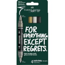 Faber-Castell Multimark Acrylic Mirror Pack con 4 Rotuladores Acrilicos Doble Punta Efecto Espejo - Puntas Redondas de 1mm y 3mm - Tinta Acrilica a Base de Agua - Colores Surtidos