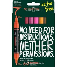 Faber-Castell Multimark Acrylic Tonos Calidos Pack con 8 Rotuladores Acrilicos Doble Punta - Puntas Redondas de 1mm y 3mm - Tinta Acrilica a Base de Agua - Colores Tonos Calidos Surtidos