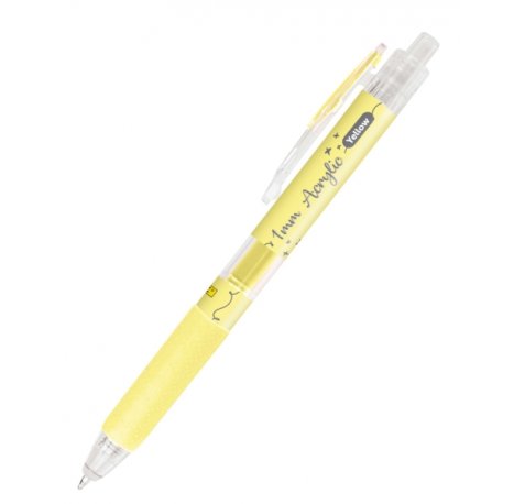 Online Boligrafo Retractil - Tinta Acrilica - Punta Fina de 1mm - Color Amarillo (6 uds)