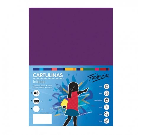 Fabrisa Pack de 25 Cartulinas 180 g/m² - Tamaño A3 - Color Morado