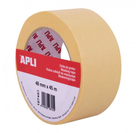 Apli Cinta Pintor 48mm x 45m - Facil de Cortar y Aplicar - Resistente a la Humedad - Ideal para Pintura y Decoracion - Azul