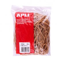 Apli Gomas Elasticas Ø 140 x2mm - Bolsa con Zip y Eurohole - 100g de Contenido - 70% de Caucho Natural - Gran Elasticidad y Excelente Resistencia