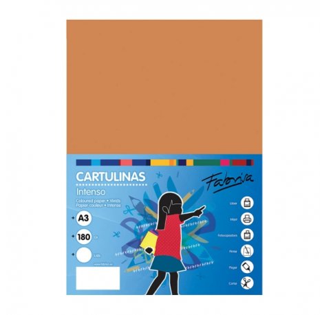 Fabrisa Pack de 25 Cartulinas 180 g/m² - Tamaño A3 - Color Marron Claro