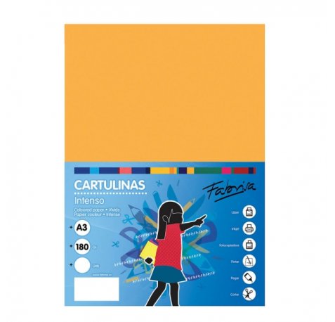 Fabrisa Pack de 25 Cartulinas 180 g/m² - Tamaño A3 - Color Amarillo Oro
