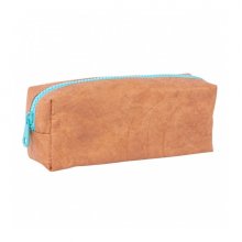 Apli Estuche Multiusos Kraft Collection - Textura Kraft - Gran Capacidad - Flexible - Resistente al Agua - Facil de Limpiar - Ideal para Escuela y Uso Diario - Cremallera Azul