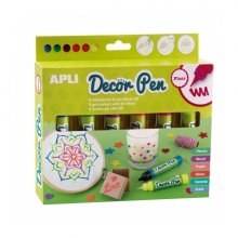 Apli Pack de 6 Rotuladores de Gel 3D Fluor - Ideal para Decorar Plastico, Madera, Papel, Cristal, Ceramica y Textil - Personalizacion Facil y Espectacular