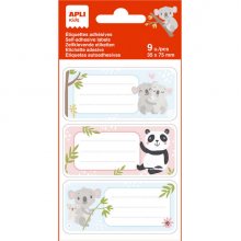 Apli Etiquetas Adhesivas Escolares Koala - Tamaño 81x36mm - 9 Etiquetas por Bolsa - Adhesivo Permanente de Alta Calidad - Color Blanco (5 uds)