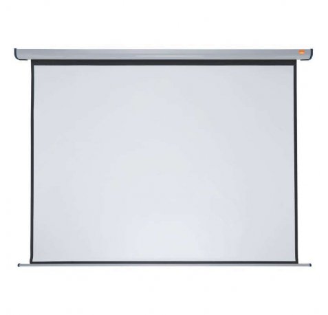 Nobo Pantalla de Proyeccion Electrica para Pared 2400 × 1800mm - Montaje en Pared - Control Remoto - Superficie Blanca Mate - Color Blanco
