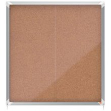 Nobo Vitrina Interior para 12 Hojas A4 con Superficie de Corcho y Puerta Deslizante - 997x972x54mm - Tablero de Corcho, Cristal de Seguridad, Marco de Aluminio - Color Natural
