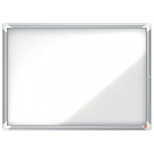 Nobo Vitrina Exteriores 8 Hojas A4 Superficie Blanca Magnetica - 692x972x45mm - Puerta Seguridad Cerradura Marco Aluminio - Resistente Intemperie - Color Blanco