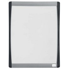 Nobo Mini Pizarra Magnetica con Marco Arqueado 215x280 - Elegante Diseño Plateado y Negro - Almohadillas Adhesivas e Imanes Incluidos - Blanco