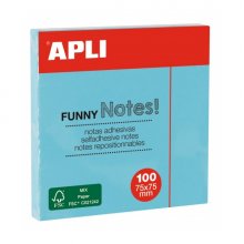 Apli Bloc de Notas Adhesivas - 100 Hojas - Papel Certificado FSC - Adhesivo en Base Agua - Reposicionables - Clasico Tamaño 75x75mm - Color Azul Turquesa