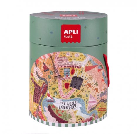 Apli Puzzle Circular Monumentos de 48 Piezas - Tamaño Ø50cm - Poster para Facilitar Montaje - Recomendado para Niños a partir de 5 Años