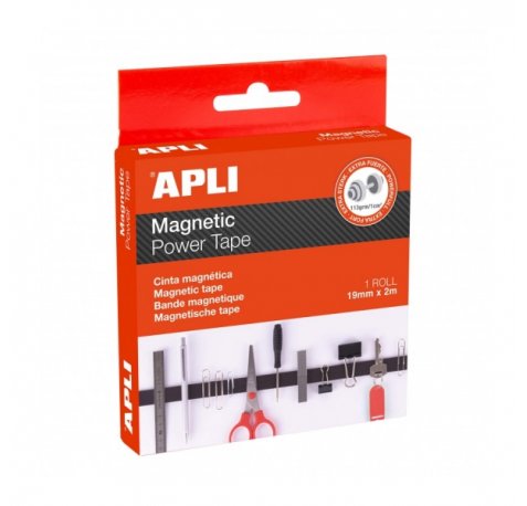 Apli Cinta Adhesiva Magnetica - Adhesivo por un Lado - Magnetico por el Otro - Facil de Cortar - Ideal para Manualidades y Fijacion en Superficies Metalicas - Color Negro