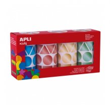 Apli Pack de 4 Rollos de Gomets Metalizados Geometricos Surtidos - 4.324 Gomets - Faciles de Separar - Ideales para Guarderias - Alta Calidad y Seguridad - Colores Surtidos