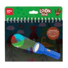 Apli Look & Find Dinosaurios Bloc de 6 Laminas para Buscar Objetos con Linterna Magica