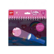 Apli Look & Find Mundo Magico Bloc de 6 Laminas para Buscar Objetos con Linterna Magica
