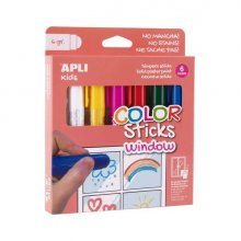 Apli Kids Color Sticks Window Pack 6 Temperas Solidas 6gr - Especiales para Dibujar y Pintar sobre Cristales - Facil Limpieza - Colores Surtidos Apli Kids Color Sticks Window Pack 6 Temperas Solidas 6gr - Especiales para Dibujar y Pintar sobre Cristales - Facil Limpieza - Colores Surtidos