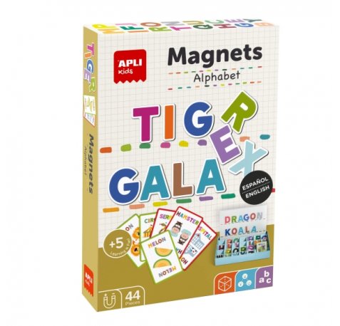Apli Juego Magnetico El Abecedario - Introduccion a la Escritura - Incluye 44 Imanes de Letras y 15 Fichas con Ejemplos