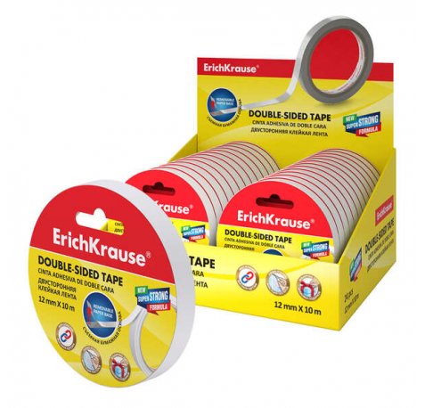 Erichkrause Cinta Adhesiva de Doble Cara - 12mmx10m - Expositor 24 uds. - Transparente (24 uds)