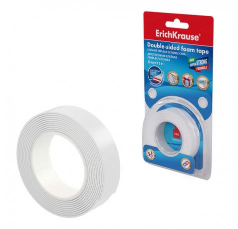Erichkrause Cinta Adhesiva de Doble Cara a Base de Espuma - 1mmx15mmx2m - Color Transparente