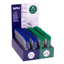 Apli Expositor de 48 Estuches de 50 Minas para Portaminas - Dureza 2B - 24 Estuches de 0,5mm y 24 Estuches de 0,7mm Apli Expositor de 48 Estuches de 50 Minas para Portaminas - Dureza 2B - 24 Estuches de 0,5mm y 24 Estuches de 0,7mm
