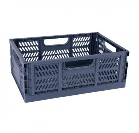 Apli Up North Caja de Plastico Plegable y Apilable - Tamaño 430x290x160mm - Ideal para Herramientas, Juguetes, Colada etc... - Color Azul Grisaceo