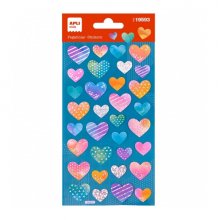 Apli Bolsa de Pegatinas Corazones Holograficos - Adhesivo Permanente - Decoracion de Albumes y Tarjetas - Estimula Creatividad y Psicomotricidad en Niños