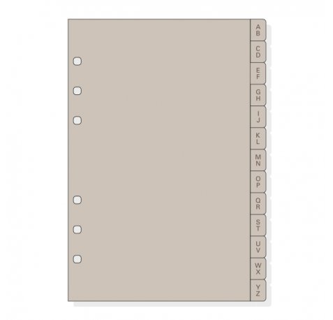 Finocam R564 Indice Alfabetico para Agendas Open - 13 Solapas - Formato 500 - 129x2x181mm - PVC - Color Beige Grisaceo