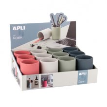 Apli Up North Expositor de 12 Portalapices Silicona Redondos - Resistentes al Agua - Colores Surtidos