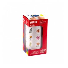 Apli Rollo de Gomets Flores - Adhesivo Permanente - 900 Gomets - Fomenta Psicomotricidad y Creatividad - Ideal para Guarderias