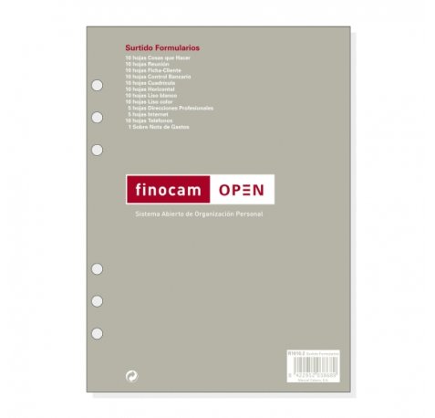 Finocam R1010.2 Recambio Surtido Formularios para Agendas Open - Formato 1000 - 155x9x215mm - Color Surtidos