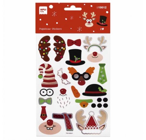 Apli Bolsa con 35 Pegatinas Navideñas Modelo Construccion Navidad - Adhesivo Permanente - Motivos Navideños