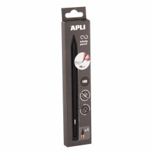 Apli Infinite Pencil Pack de Lapiz Infinito HB + Mina de Recambio + Tapon Protector - Para Escribir hasta 16km - Color Negro Apli Infinite Pencil Pack de Lapiz Infinito HB + Mina de Recambio + Tapon Protector - Para Escribir hasta 16km - Color Negro