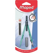 Maped Duo+Pen Pack de Compas Duo + Cajita de Minas - Compas que se puede Utilizar como Portaminas - Clip de Bolsillo - Colores Surtidos Aleatorios