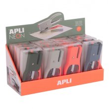 Apli Neon Expositor con 16 Grapadoras de Tenaza con 50 Grapas NÂº10 cada Una - Capacidad de Grapado 12 Hojas - DiseÃ±o Ergonomico - Colores Surtidos